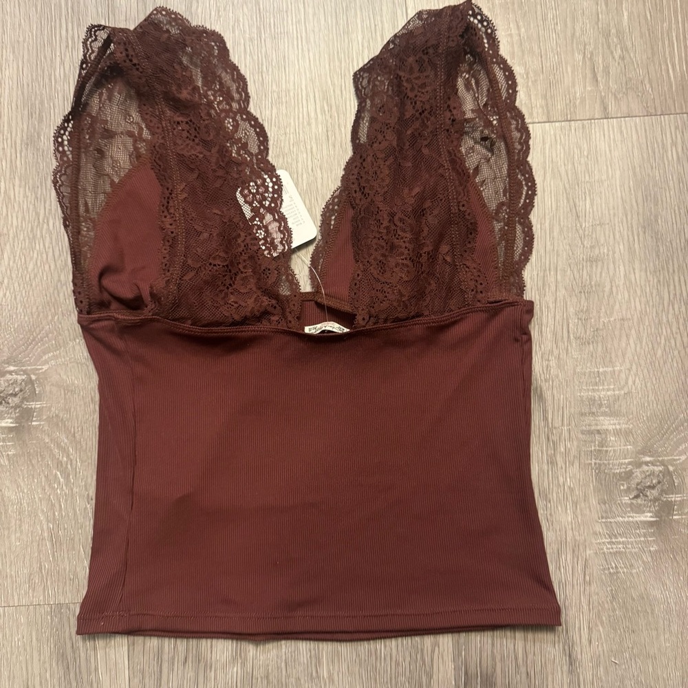 NWT Intimately FREE PEOPLE Power Play Cami Top Bittersweet Cocoa Brown Lace - Picture 10 of 12